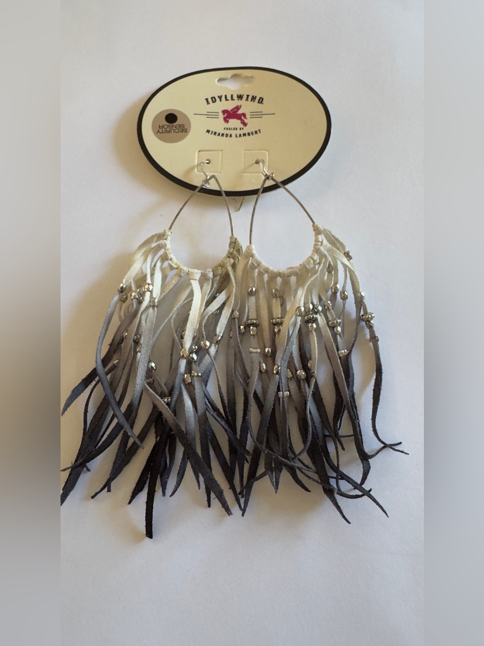 Idyllwind Gray to Black Ombre Fringe Hoop Earrings